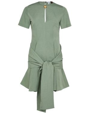 Loewe Kleid Aus Leinen Und Viskose - Grün