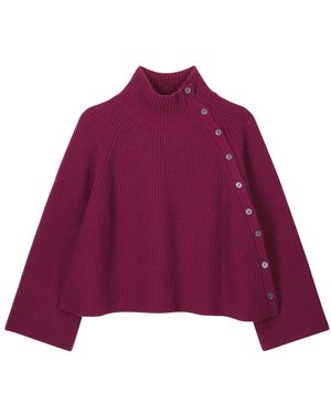 Bompard Pull En Cachemire À Col Montant Et Boutonné Sur Le Côté - Violet