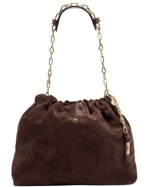 Ba&sh Sac Cabas M En Cuir Velours June - Marron