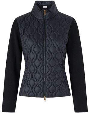 Moncler Cardigan Zippé À Logo - Bleu
