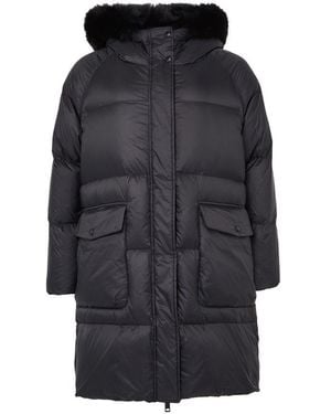 Yves Salomon Puffer Jacket With A Fox Fur Hood - Black