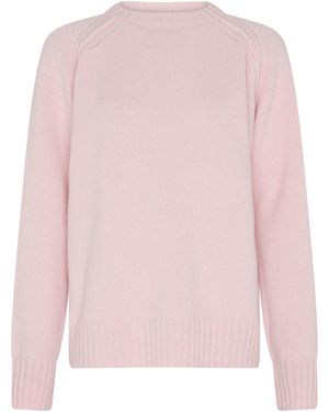 Rohe Wollpullover mit Rundhalsausschnitt - Pink