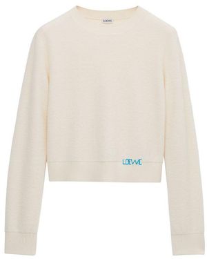 Loewe Wool Sweater With A Round Neck - White