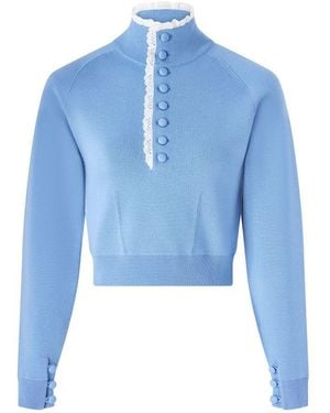 Chloé Button-Neck Sweater - Blue