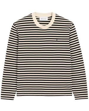Ami Paris Striped Long-Sleeved T-Shirt With Ami De Coeur Embroidery - Black
