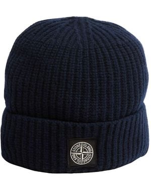 Stone Island Logo Beanie - Blue