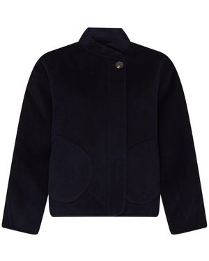 Soeur Concealed Wool-Cashmere Short Coat - Blue