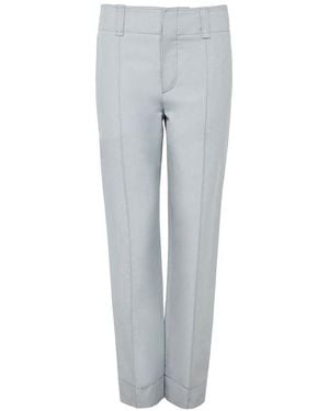 Chloé Cigarette Pants Made Of A Linen And Cotton Blend - Gray