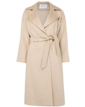 Max Mara Longline Belted Coat - Natural