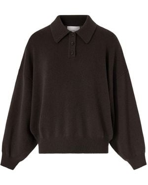 Lisa Yang Etta Cashmere Polo Shirt-Style Sweater - Black