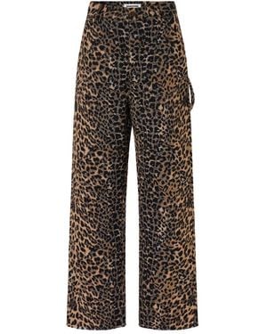 DARKPARK Lisa Loose-Fitting Leopard-Print Carpenter Jeans - Brown