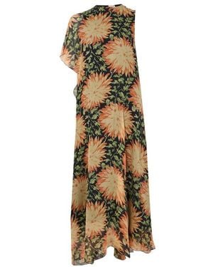 Loewe Floral-Print Dress - Metallic