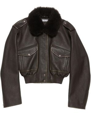 Acne Studios Leather Bomber Jacket - Black