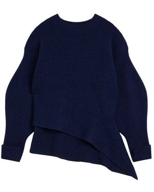 Givenchy Pull Long Asymétrique À Col Rond - Bleu