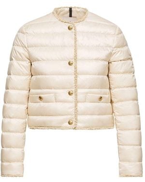 Moncler Crewneck Button-Up Jacket - Natural