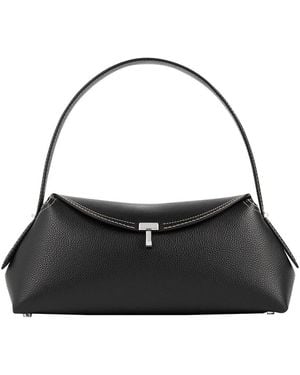 TOTEME Schultertasche T-Lock Aus Genarbtem Leder - Schwarz