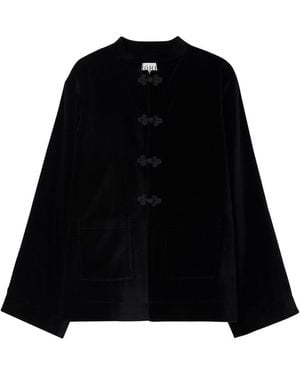 Rohe Samtjacke Mit Pankou-Knöpfen - Schwarz