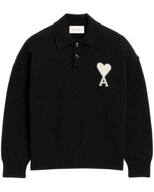 Ami Paris Pullover Mit Polokragen Ami De Cur - Schwarz