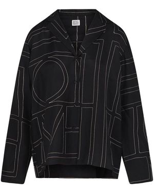 TOTEME Monogram Silk Shirt - Black