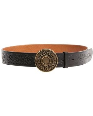 Acne Studios Ceinture En Cuir À Boucle Logo - Marron