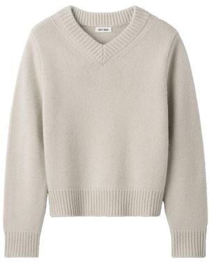 Soft Goat Pull À Col En V En Cachemire - Gris