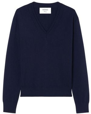 Rohe Pullover Mit V-Ausschnitt - Blau