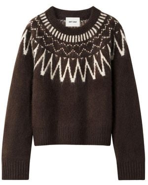 Soft Goat Pull Fair Isle À Col Rond - Noir