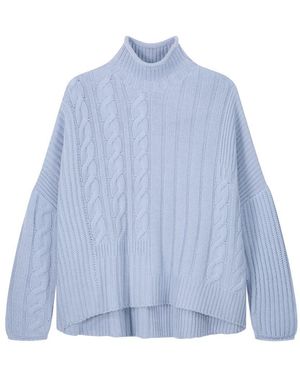 Bompard Pull À Col Montant Oversize Torsadés En Cachemire - Bleu