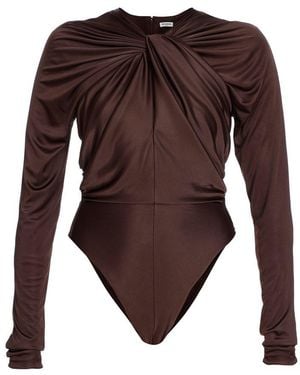 Balmain Body En Jersey Drapé - Marron