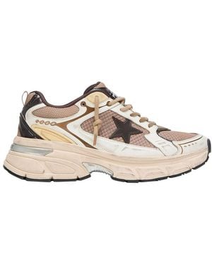 Golden Goose Sneakers Lightstar Aus Mesh Und Leder Mit Stern-Applikation - Weiß
