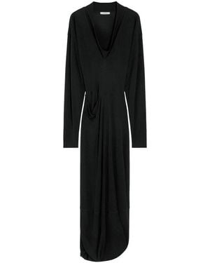 Lemaire Langes Kleid Mit V-Ausschnitt - Schwarz
