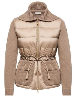 Moncler Bi-Material Zippered Jacket - Natural