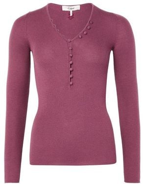 Chloé V Neck Sweater - Purple
