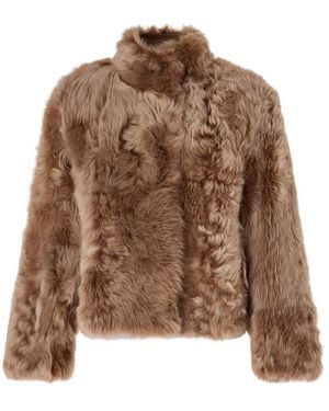 Yves Salomon Tuscan Lambskin Jacket - Brown