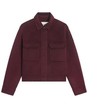 Bompard Loose-Cut Wool And Cashmere Reversible Jacket With Pockets - Purple