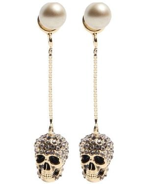 McQueen Boucles D'Oreilles Pave Skull - Métallisé