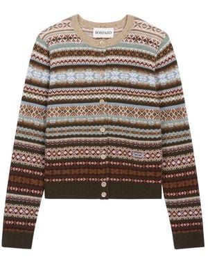 Bompard Cardigan À Imprimé En Cachemire Fairisle - Marron