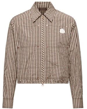 Moncler Striped Zippered Shirt - Brown