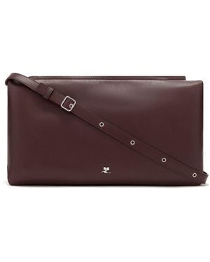 Courreges Cuff Smooth Calfskin Shoulder Bag - Red