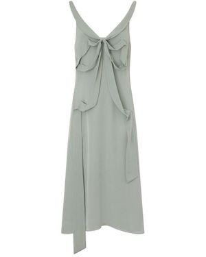 Acne Studios Silk Midi Dress With Bow - Green
