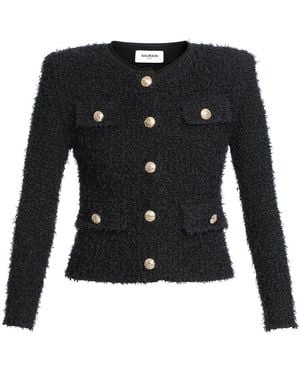 Balmain Double-Breasted Tweed Jacket - Black