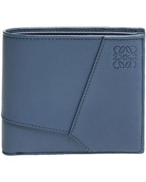 Loewe Brieftasche Mit Zwei Klappfächern Aus Klassischem Kalbsleder - Blau