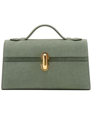 SAVETTE Symmetry Suede Clutch Bag - Green