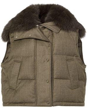 Yves Salomon Gilet Court En Fourrure De Renard - Vert