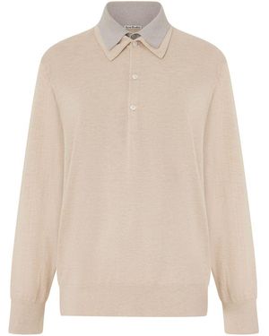 Acne Studios Layered Silk Knit Polo Shirt - White