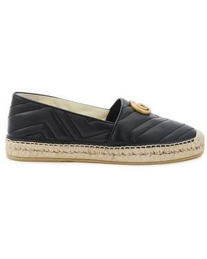 Gucci Pilar Ballet Quilted Leather Flatform Espadrilles - Black