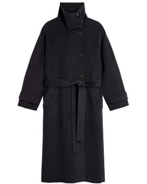 Soeur James Longline Belted Coat - Black