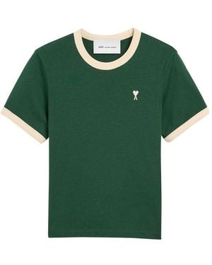 Ami Paris Ami De Coeur Embroidered T-Shirt - Green