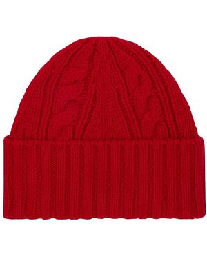 Bompard Cashmere Cable Knit Beanie - Red