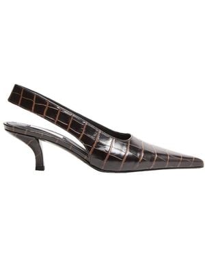 TOTEME Classic Croco Embossed Slingbacks - Brown